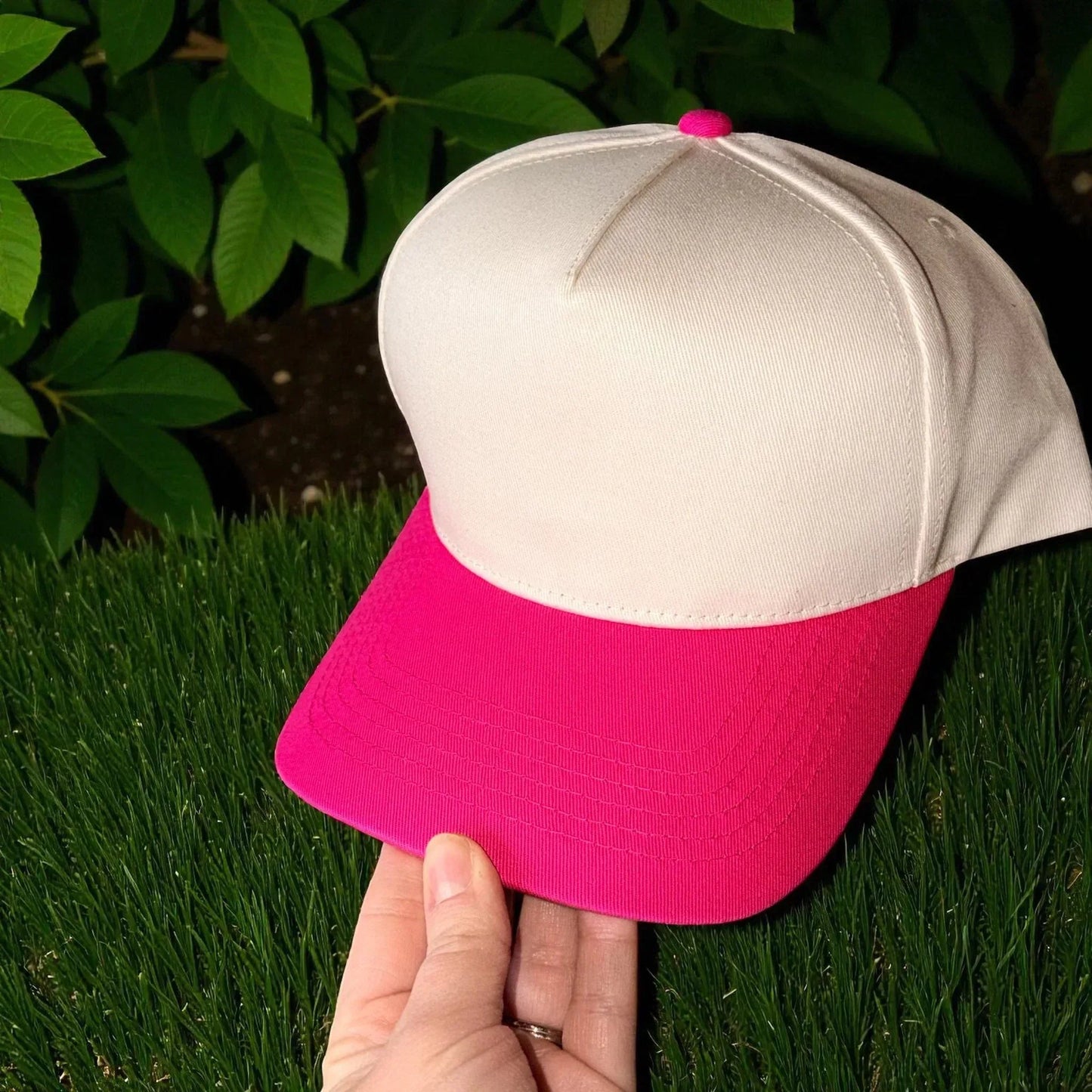 Red White & Brunette Embroidered Adjustable Five-Panel Twill Hat